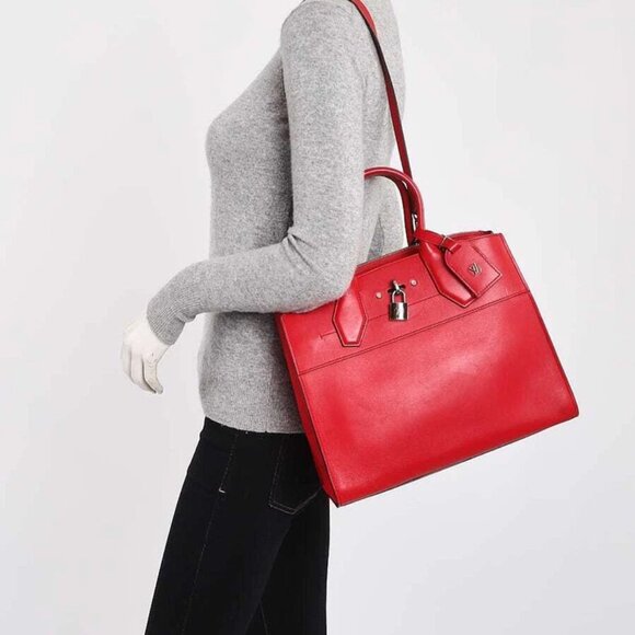 Louis Vuitton Red Smooth Leather City Steamer MM Bag - Picture 8 of 12